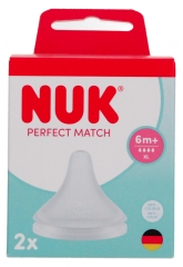 NUK Perfect Match 2 T&eacute;tines Silicone Per&ccedil;age XL Anti Colique D&egrave;s 6 Mois