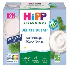 Hipp Fromage Blanc Nature Coupelles 4 X 100 g D&egrave;s 6 Mois