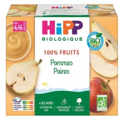 Hipp Pommes Poires Coupelles 4 X 100 g D&egrave;s 4/6 Mois