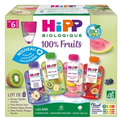 Hipp Gourdes Multipack 4 Vari&eacute;t&eacute;s 6 Mois