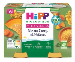 Hipp Riz au Curry et Potiron Pots 2 X 190 g D&egrave;s 6 Mois