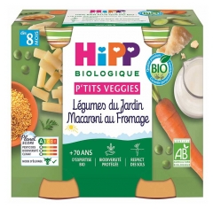 Hipp L&eacute;gumes du Jardin Macaroni au Fromage Pots 2 X 190 g D&egrave;s 8 Mois