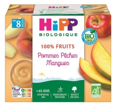 Hipp Pommes P&ecirc;ches Mangues Coupelles 4 X 100 g D&egrave;s 8 Mois