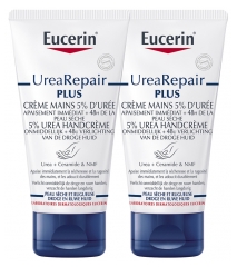 Eucerin Urearepair Plus Cr&egrave;me Mains 5% d'Ur&eacute;e Lot de 2 X 75 ml