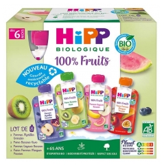 Gourdes de compote bio d&egrave;s 6 mois - Lot de 8