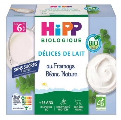 Yaourt au Fromage Blanc Nature Sucr&eacute; Bio pour B&eacute;b&eacute; d&egrave;s 6 Mois 4 Portions