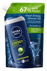 Nivea Men Energy Gel Douche 3en1 Fraicheur 24H &agrave; l'Extrait de Menthe &Eacute;co-Recharge 500 ml