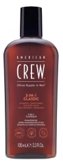 American Crew American Crew 3-en-1Format Voyage Shampooing Apr&egrave;s Shampooing & Gel Douche Pour Cheveux et Corps (100Ml) Revitalisant Hydratant et Apaisant.