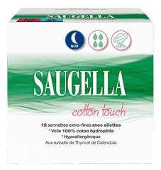 Saugella Cotton Touch Serviettes Nuit X12