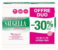 Saugella Cotton Touch 40 Prot&egrave;ge-Slips Lot de 2 x 40 Unit&eacute;s