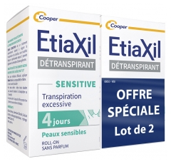 Etiaxil D&eacute;transpirant Aiselles Peaux Sensible Transpiration Excessive Roll-On&nbsp;Lot 2 x 15 ml 