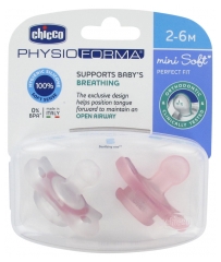 Chicco Physio Forma Mini Soft 2 Sucettes Silicone de 2 &agrave; 6 Mois