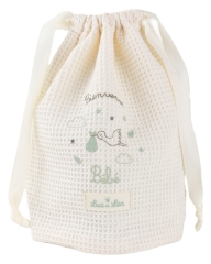 Luc et L&eacute;a Pochette Naissance en Tissu Nid d'Abeille