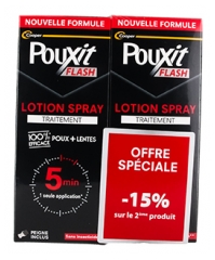 Pouxit Flash Anti-Poux et Lentes Spray Lotion 2 x 150 ml Offre Sp&eacute;ciale