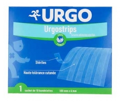 Urgo Urgostrips 10 Bandelettes Sutures Adh&eacute;sives St&eacute;riles 100 mm x 6 mm