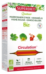 Superdiet Quatuor Vigne Rouge Circulation Bio
Marronnier d'Inde Hamam&eacute;lis Vigne Rouge Ginkgo - 20 Ampoules de 15 ml