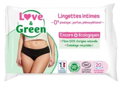 Love & Green Lingettes Intimes Apaisantes Sans Parfum X 20