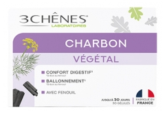 Les 3 Ch&ecirc;nes Charbon V&eacute;g&eacute;tal Avec Fenouil 30 G&eacute;lules
