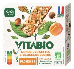 Barre c&eacute;r&eacute;ali&egrave;re Prot&eacute;ines Abricot Noisettes et Graines de Courge Bio