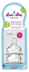 Luc et L&eacute;a 2 T&eacute;tines Anti-Coliques D&eacute;bit Variable (V) en Silicone