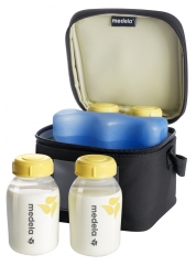 Medela Cooler Bag Compartiment et Bloc R&eacute;frig&eacute;rant + 4 Biberons 150 ml