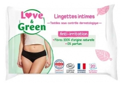 Love & Green Lingettes Intimes Apaisantes Sans Parfum X 20
