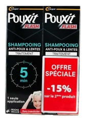 Pouxit Flash Anti-Poux et Lentes Shampoing Traitement 5 Minutes 2 x 100 ml Offre Sp&eacute;ciale