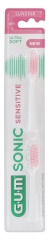 Gum Recharges Brosse &agrave; Dents Sonic Sensitive Par 2