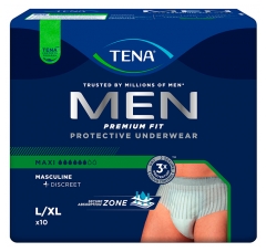 Tena Men Premium Fit Maxi Taille L/XL Sous-V&ecirc;tements Absorbants 10 Unit&eacute;s