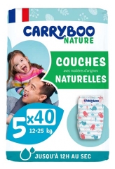 Carryboo Nature Couches Naturelles &agrave; Motif Taille 5 (12-25Kg) - 40 Couches 