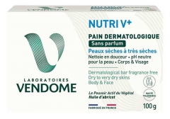 Laboratoires Vend&ocirc;me Nutri V+ Pain Dermatologique Peaux S&egrave;ches &agrave; Tr&egrave;s S&egrave;ches Sans Parfum 100 g