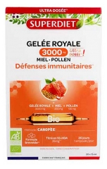 Superdiet Gel&eacute;e Royale 3000 mg Miel Pollen Bio 20 Ampoules de 15 ml