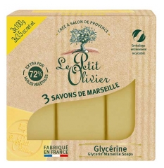 Le Petit Olivier Savon de Marseille Glycerine 3 x 100 Grammes
