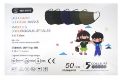 Masque Chirurgical Enfant Jetable 50 unit&eacute;s - Efficacit&eacute; de Filtration Bact&eacute;rienne de 98%