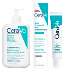 CeraVe Routine Anti-Imperfections Gel Moussant 473 ml + Soin Concentr&eacute; 40 ml