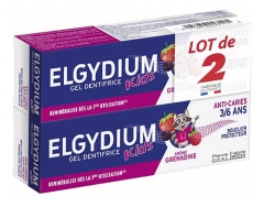 Elgydium Kids Gel Dentifrice Protection Caries de 3 &agrave; 6 Ans Lot de 2 x 50 ml 
