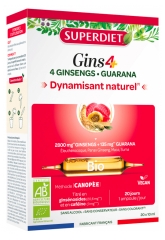 Superdiet Gins4+ 4 Ginsengs Guarana Bio 20 Ampoules de 10 ml