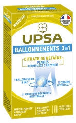 UPSA Ballonnements 3en1 Citrate de B&eacute;ta&iuml;ne et Complexe d'Enzymes 40 Unit&eacute;s V&eacute;g&eacute;tales