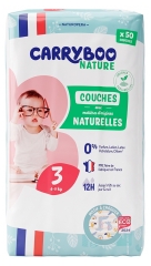 Carryboo Nature Couches Peaux Sensibles 12h Anti-Fuite Taille 3 (4-9Kg) - 50 couches