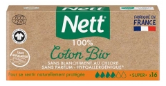 Nett Coton Bio Super Sans Applicateur Flux Abondants 16 Tampons