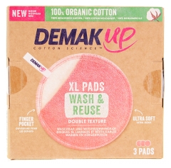 Demak'Up Cotons D&eacute;maquillants XL R&eacute;utilisables 3 Unit&eacute;s