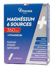 Vitavea Magn&eacute;sium 6 Sources + Vitamine B6 30 Jours 60 G&eacute;lules