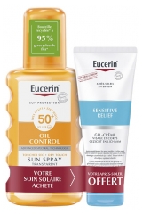Eucerin Sun Protection Oil Control Sun Spray Transparent SPF50+ 200 ml + Offert Sensitive Relief Gel-Cr&egrave;me Apr&egrave;s-Soleil 50 ml