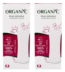 Organyc Flux L&eacute;ger+ Bio - Lot de 2 x 20 prot&egrave;ge-slips
