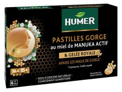 Humer 16 Pastilles Gorge Miel de Manuka Actif IAA 15+ et Gel&eacute;e Royale