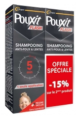 Pouxit Flash Anti-Poux et Lentes Shampoing Traitement 5 Minutes 2 x 100 ml Offre Sp&eacute;ciale