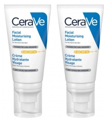 CeraVe Soins Visage Cr&egrave;me Hydratante Visage SPF50 Lot de 2 x 52 ml