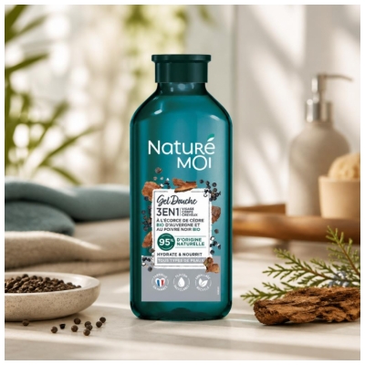 Naturé Moi Gel Douche 3en1 Cèdre et Poivre Noir Tous Types de Peaux 250 ml