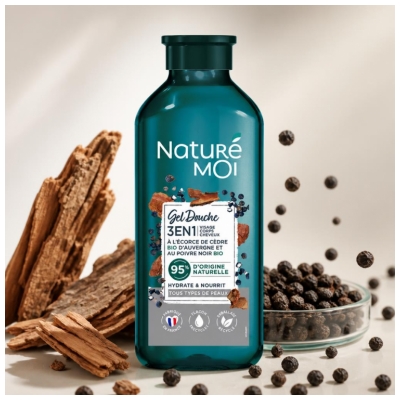 Naturé Moi Gel Douche 3en1 Cèdre et Poivre Noir Tous Types de Peaux 250 ml