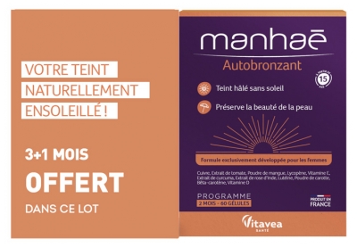 Vitavea Manhaé Autobronzant Teint Hâlé Sans Soleil Lot de 2 X 60 Gélules